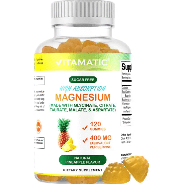 Vitamatic Magnesium Gummies – 400mg | 5 Types of Magnesium | Sugar-Free | 120 Gummies