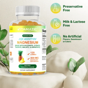 Vitamatic Magnesium Gummies – 400mg | 5 Types of Magnesium | Sugar-Free | 120 Gummies