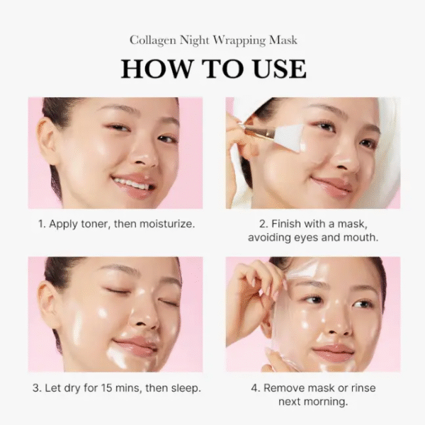 Medicube Collagen Night Wrapping Mask – Overnight Firming & Hydration – Korean Peel-Off Treatment for Elasticity + Radiance